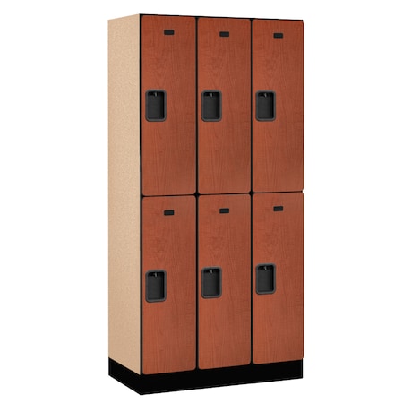 Salsbury Industries Wardrobe Locker, 36" W, 18" D, 76" H, (3) Wide, (6) Openings, Cherry 32368CHE